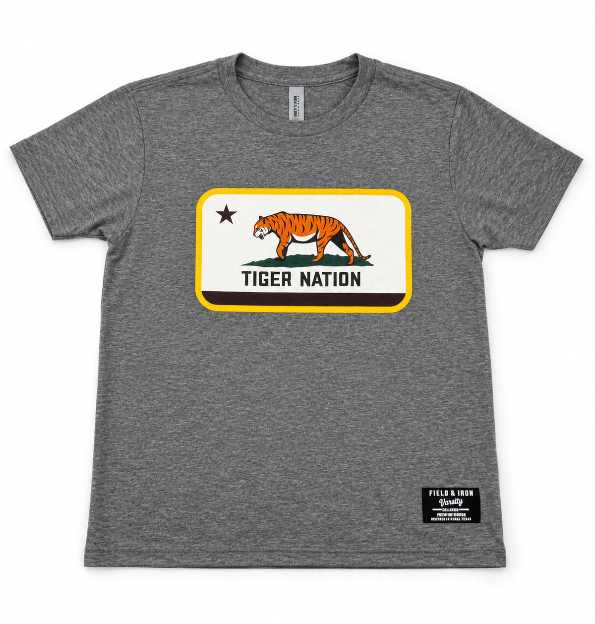 Tiger Nation gray T-shirt design view for youth listing