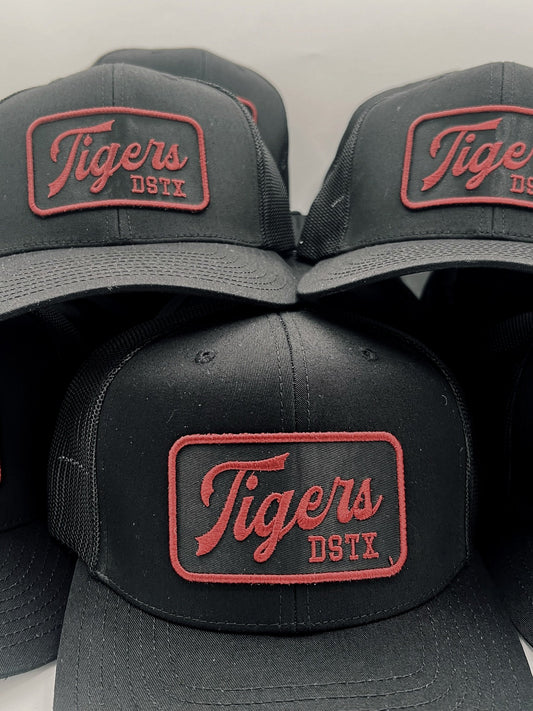 Tigers - DSTX Script (Maroon on Black) — Dripping Springs Tigers by Field & Iron