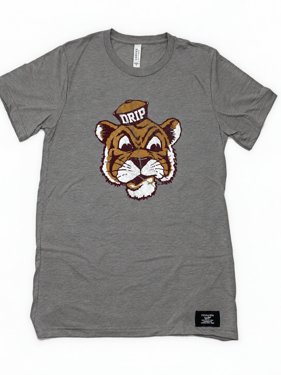 Dripping Tigers Old School Sailor adult unisex shirt, gray, straight-on view