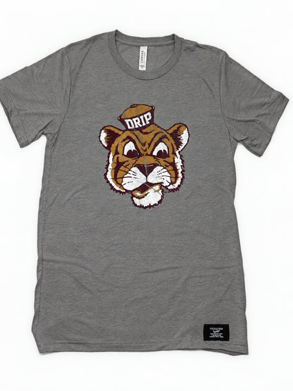 Dripping Tigers Old School Sailor adult unisex shirt, gray, straight-on view