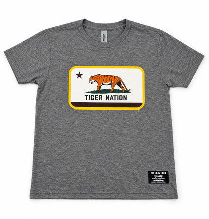 Tiger Nation gray T-shirt design view for youth listing