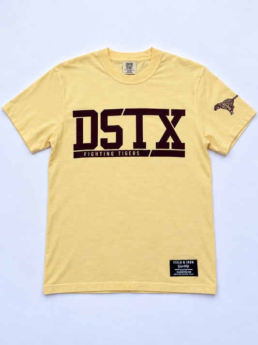 Tigers DSTX Varsity Tee in yellow, full front shirt view